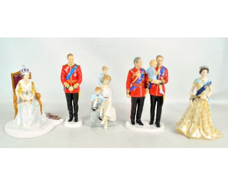 Four Royal Doulton limited edition figures; HN5573 'Prince William Royal Wedding Day', 2450/5000, HN5582 'Diamond Jubilee' 38