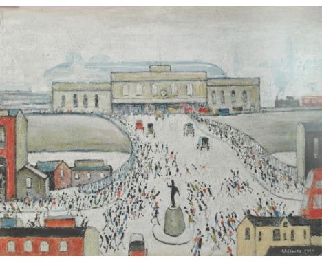 LAURENCE STEPHEN LOWRY RBA RA (1887-1976); a signed limited edition print, 'Station Approach', signed lower right and with FA