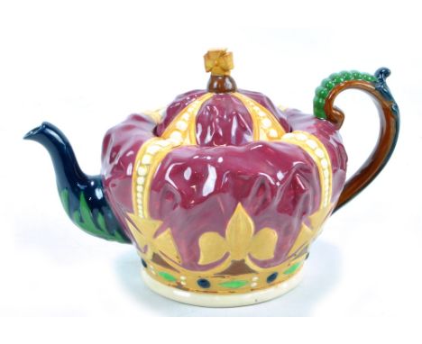 WILEMAN &amp; CO; a Foley 'Intarsio' Imperial teapot decorated with an Imperial crown, printed marks to base Rd.356481. 3183,