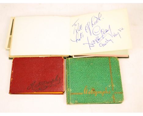 Three autograph books with stars of stage, screen and music including Laurel and Hardy, the Radio Revellers, Charlie Kunz, Fr