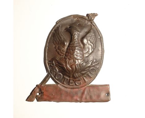 Phoenix Assurance Company Fire Mark,  1782-1984, W23G, copper, policy no. 122912, F-G, spear tip missing and W23H, tinned iro