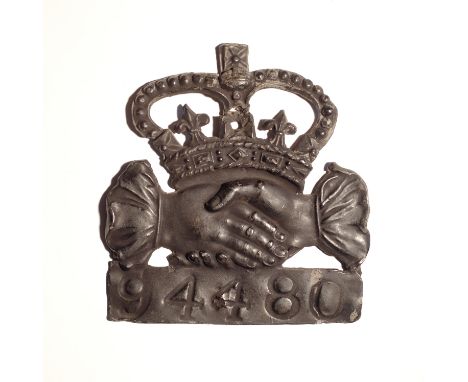 Hand in Hand Fire Office Fire Mark 1696-1905, W2B, lead, policy no. 94480, G, orb slightly squashed, small resin repair to ba