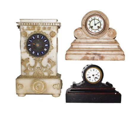 A Victorian slate mantel clock and two other 19th century mantel clocks (3) 