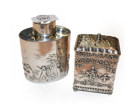 A Dutch Silver Tea-Caddy and a Victorian Silver Tea-Caddy, the First with English Import Marks of Berthold Muller, London, 19