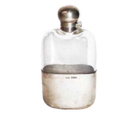 A Victorian Silver-Mounted Glass Spirit-Flask, by James Dixon and Sons, Sheffield, 1894, oblong and with bayonet mounted cove