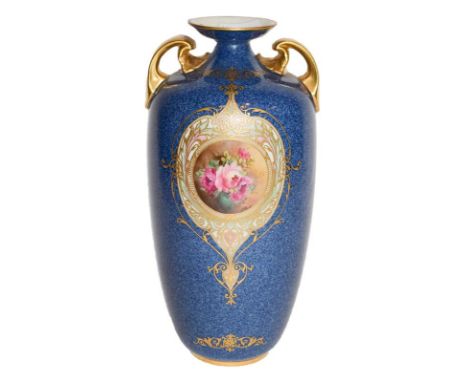 A Royal Worcester hand painted vase, signed  