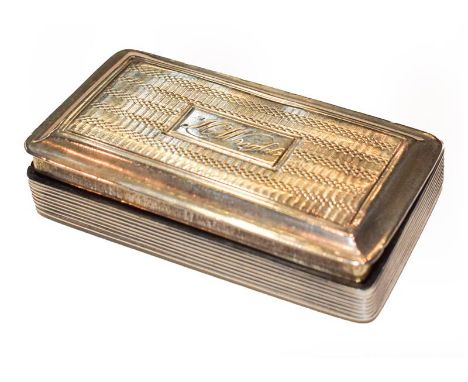 A William IV Silver Snuff-Box, by William Simpson, Birmingham, 1834, oblong, the sides reeded, the base and hinged cover each