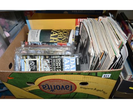 TWO BOXES OF BOOKS &amp; MAGAZINES comprising thirty-one hardback titles on the subject of war and history and a large collec