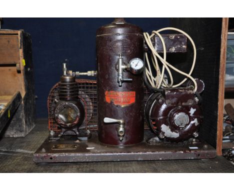 A 'THE AEROGRAPH-DEVILBIS' VINTAGE AIR COMPRESSOR with plate stating Type ACA1 and 40lb working pressure (PAT fail due to uni