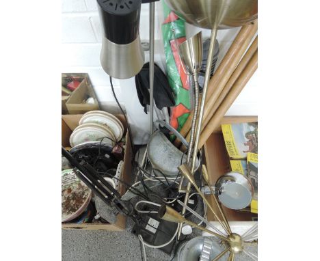A selection of miscellaneous including Sputnic lamp, ashtray, galvanised watering can, anglepoise lamps etc