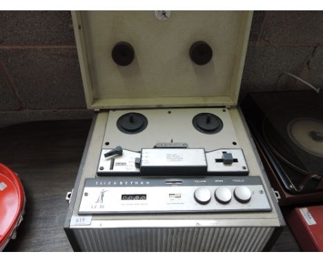 A 1960's Elizabethan LZ32 reel to reel tape recorder and a B & O record deck