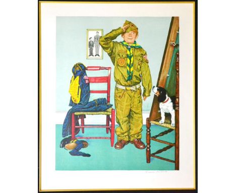 After Norman Rockwell (1894-1978) American ''Can't wait'' Signed in pencil and inscribed AP, bears blindstamp, lithograph in 