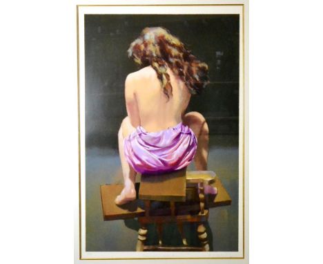 After Robert Lenkiewicz (1941-2002) ''Daemon Series/Project 18'' - Portrait of a female sitter from behind, seated on a stool