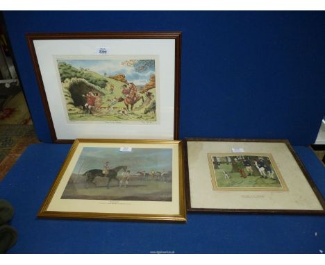 A framed Herring Senior print 'Lottery' winner of the first Grand National at Aintree 1839', pictures from Pickwick Rook, Sho