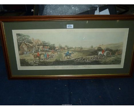 A framed engraving by Sutherland 'Fox Hunting' Plate 4, painted by Dean Wolstenholme, published by R. Ackermann, Regent Stree