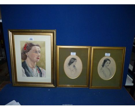 'Rene Bickerstaf' (Ulster 1904-1983), watercolour of Spanish Gypsy, together with two colour portrait lithographs after Frank