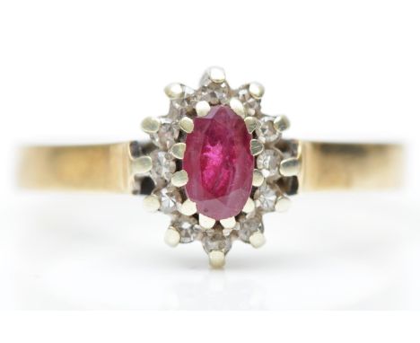 A ruby and diamond cluster ring, L, 1.7gm 