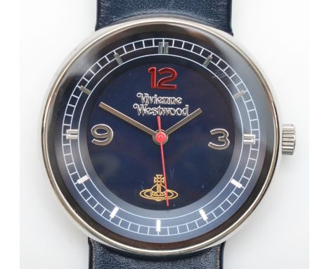 Vivienne Westwood, a stainless steel quartz wristwatch, model Vv020Dbl, original leather strap and buckle, 35mm 
