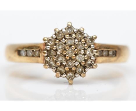 A 9ct gold and diamond cluster ring, L, 3.4gm 