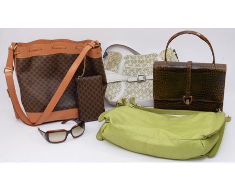 Four vintage handbags, comprising of a Gucci, an Anxa, a Celing Paris and a French example, together with a pair of Chanel su