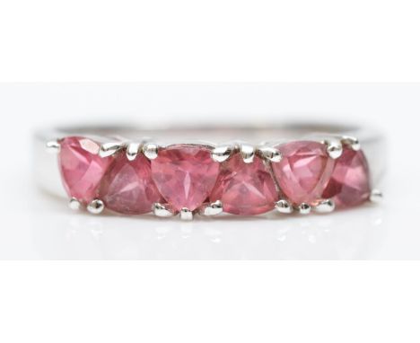 A 9ct white gold an pink tourmaline ring, O, 2.9gm 