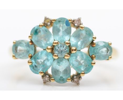 A 9ct gold diamond and blue gemstone ring, I 1/2, 2gmGood condition - No issues. 