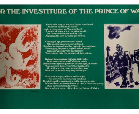§ John Piper OM, CH (1903-1992) The Investiture of the Prince of Wales, limited edition lithograph poster 2/150 signed in ink