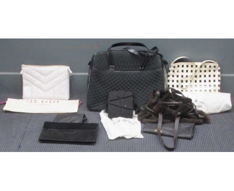 A Mulberry suede handbag, a Bally quilted shoulder bag, a Prada lattice work bag, a Russell &amp; Bromley clutch bag, a Charl