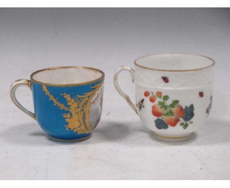 An 18th century Sèvres coffee cup, the bleu celeste ground painted with a portrait of Madame Elizabeth; a 19th century Meisse