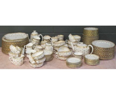 Dinner and tea service china - Spode Fleur de Lys gold and Queen Anne 'Tiara' pattern wares (quantity)11 side plates 16cms di