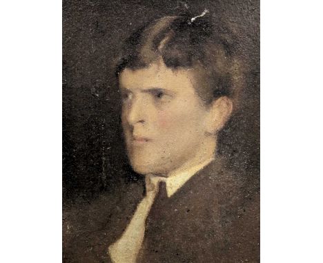 George Edmund Butler (British/New Zealand. 1872-1936) Portrait of a young manoil on card23 x 15cm