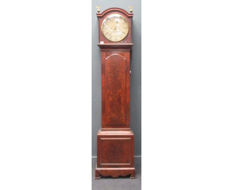 A Regency mahogany longcase regulator clock, by Kemp of Peckham, 203cm highA small packing slip under seatboard to one side. 