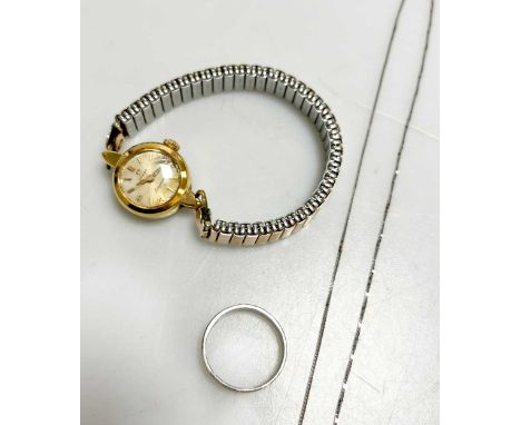 An Omega watch with an 18ct gold case and base metal bracelet gross weight 24.7g, together with a box link chain stamped '750