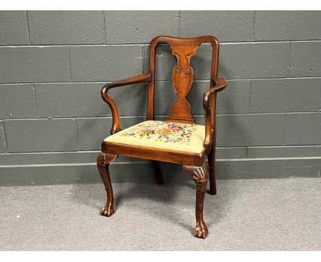 A George II style armchair with floral tapestry seat