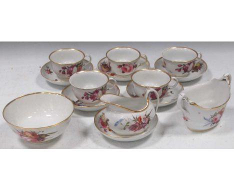 A Worcester Barr, Flight &amp; Barr breakfast service, painted in the style of William Billingsley with floral sprays, compri