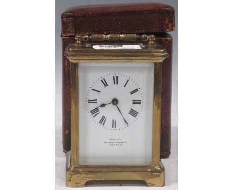 A Mappin and Webb brass carriage clock, boxed