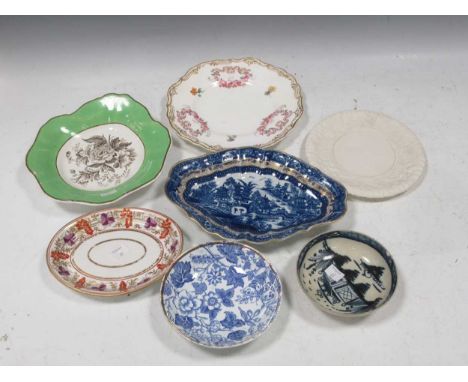 A large collection of mostly 18th century english porcelain items to include Worcester, Spode, Caughley, Newhall etcCaughley 