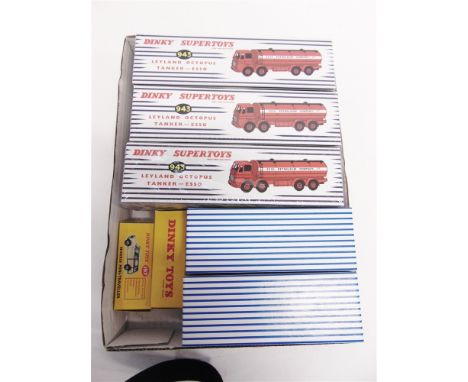 SEVEN ATLAS DINKY TOYS DIECAST VEHICLES  comprising three No.943, Leyland Octopus Tankers 'Esso'; two No.920, Guy Vans 'Heinz