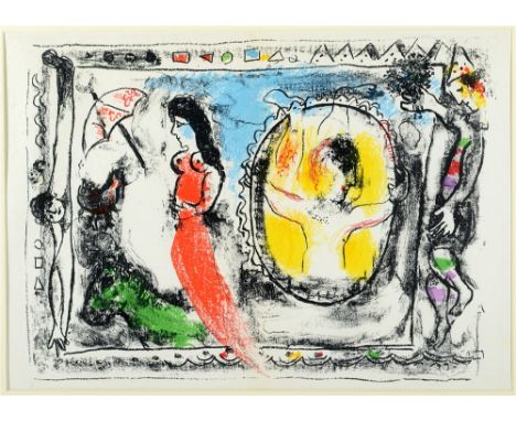 AFTER MARC CHAGALL (RUSSIAN-FRENCH 1887-1985)  'Derriere le Miroir',  lithograph, unsigned, 36.5cm x 51cm.