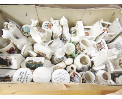 CRESTED CHINA - THIRTY-FIVE PIECES   including a British Manufacture ark (transfer print of Dover Castle); Corona armchair (N