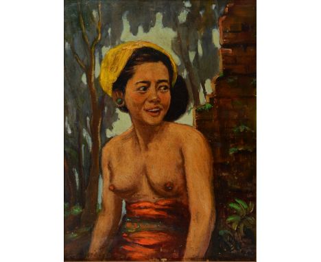 HENRY VAN VELTHUYSEN (DUTCH, 1881-1954)  Portrait of a Balinese Lady,  oil on board, signed lower left, 39.5cm x 29cm.