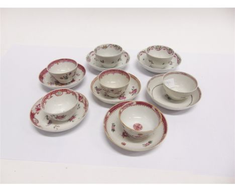 EIGHT ASSORTED 18TH CENTURY ENGLISH TEA BOWLS AND SAUCERS (one non-matching), including New Hall