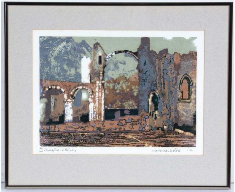 Norman Wade(20th Century)"Lindisfarne Priory",signed, titled, and dated '70,limited edition lithograph,24 x 32cms, framed.