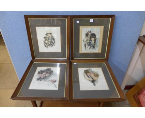 A set of four portrait prints