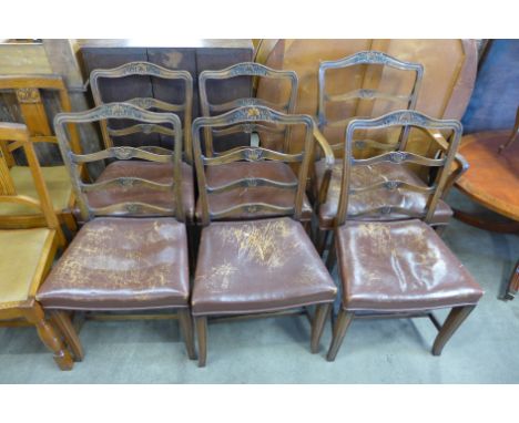 A set of six Chippendale Revival mahogany dining chairs