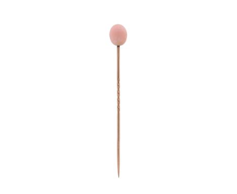 A conch pearl stick pin, the pink conch pearl is 10mm high, on twisted gold stickpin, 7cm high total Condition report:&nbsp; 