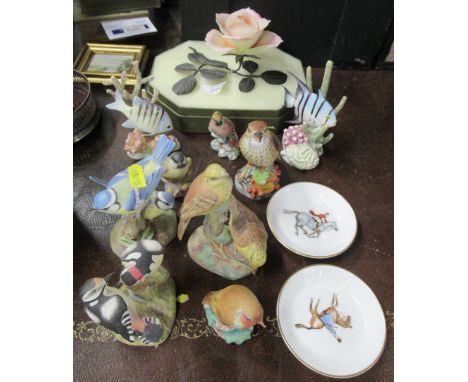 A collection of Royal Worcester models and two pin dishes