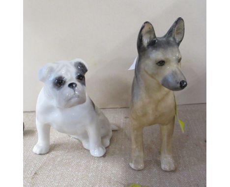 Two Royal Worcester models, an Alsatian dog and a Boxer dog