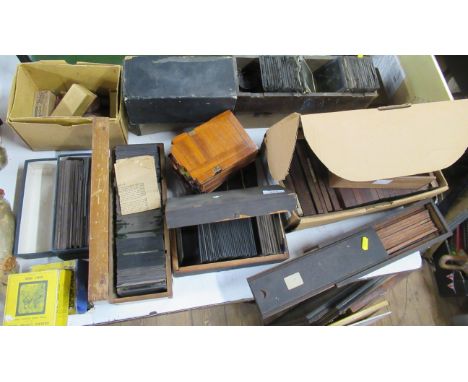 A large collection of assorted Magic Lantern slides, including Victorian examples, Livingston in Africa etc