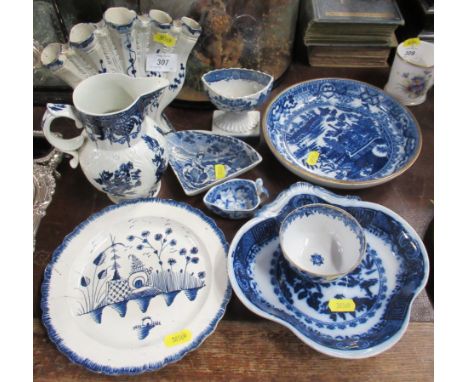 A collection of antique and later porcelain, to include pearl ware, tulip vase delft plate, pickle dish, tea bowl etc&nbsp;